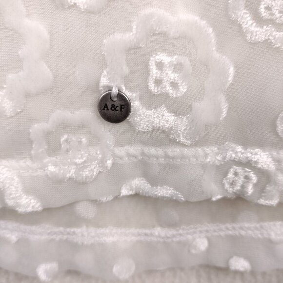 Abercrombie & Fitch White Shear Fairy Top Womens M Floral Gauzy Cottagecore Y2K - Picture 4 of 15